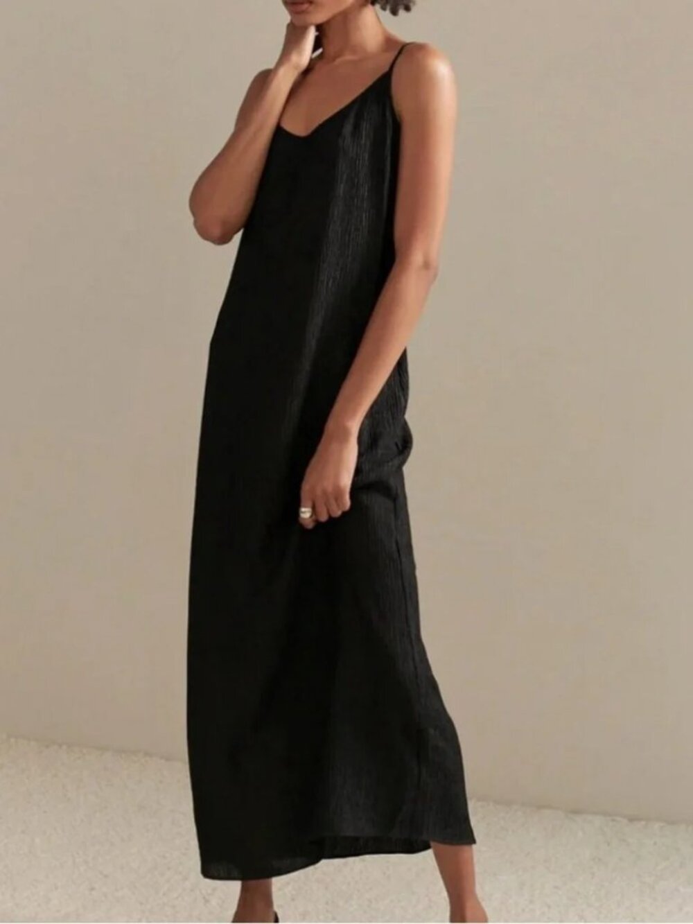 New Jenni Kayne Fete Adjustable Spaghetti Strap Black Slip Dress Small NWT
